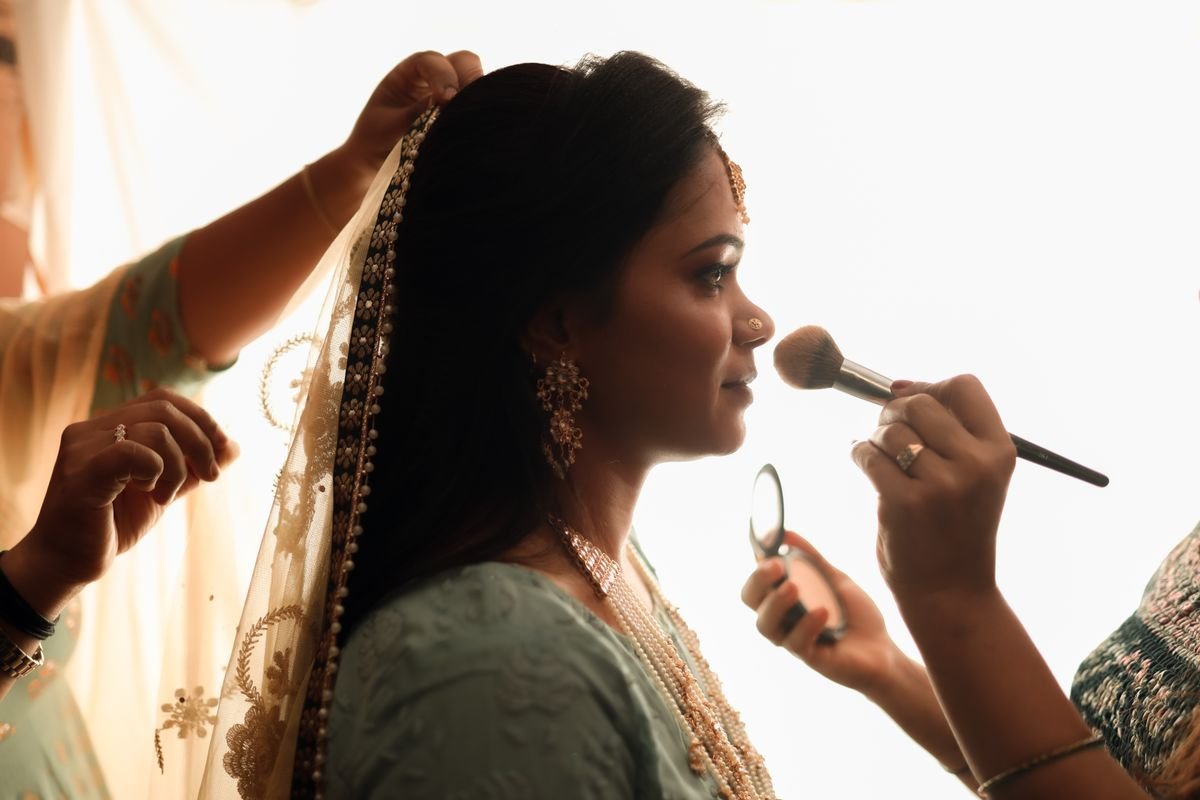 Indian woman with naturally glowing skin after home salon care